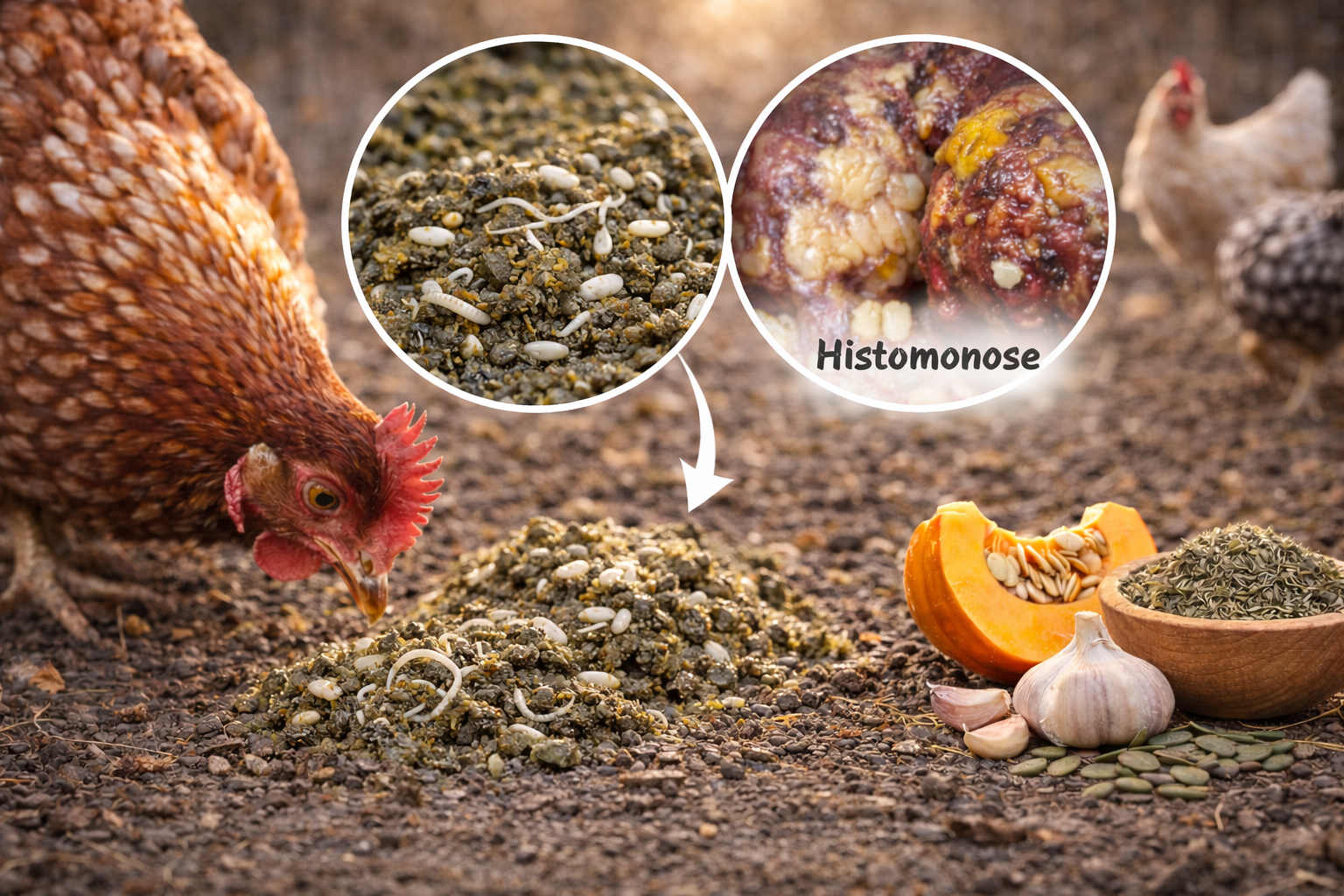 Hétérakis chez la poule : le petit ver du cæcum qui transmet l'histomonose