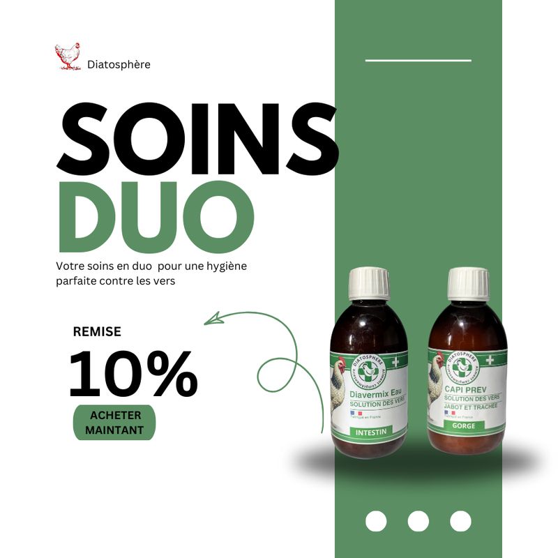 duo de deux produits en duo pour les vermifuges des poules