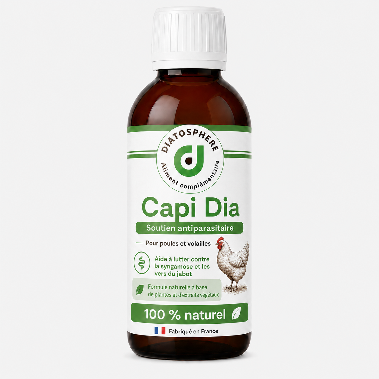 capi dia  contre les vers du jabot et de la trachèe des poules et volailles de la marque diatosphère