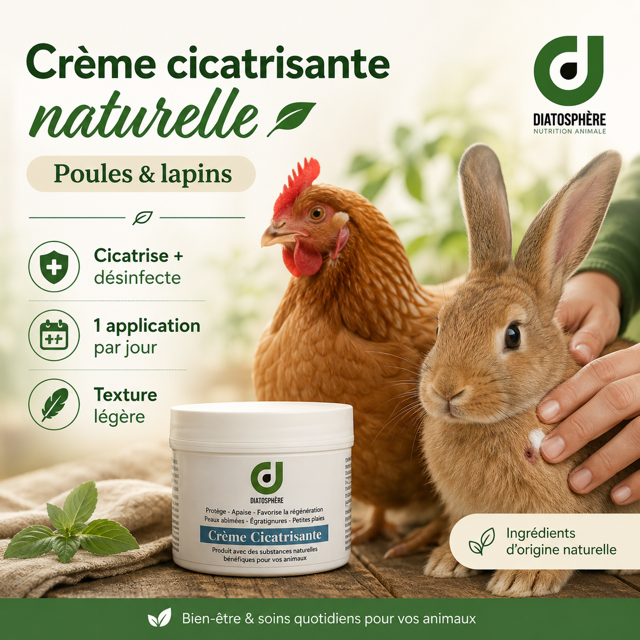 creme cicatrisant  poule et lapin