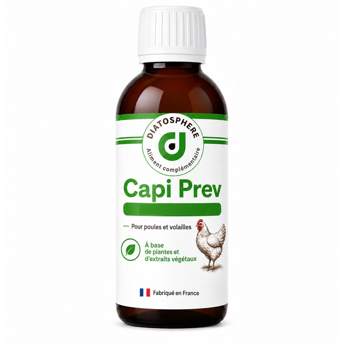 Capi Prev, aliment complémentaire liquide pour poules et volailles, flacon Diatosphère