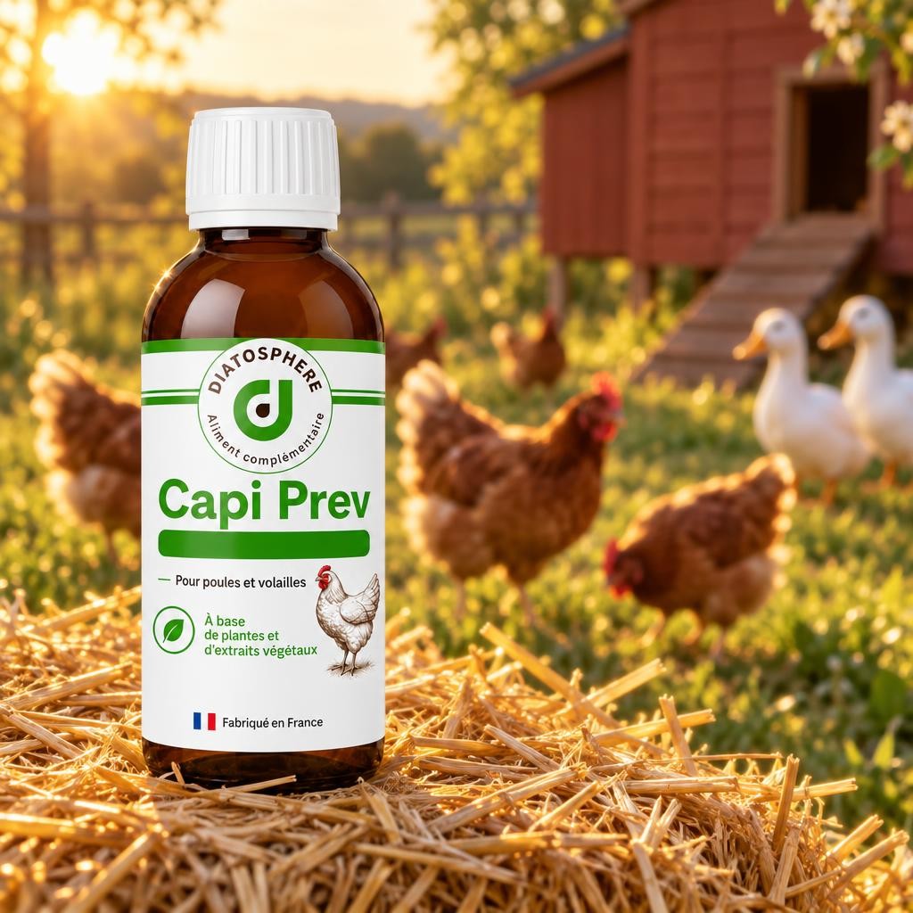 Capi Prev, flacon dans la basse-cour avec des poules et des canards