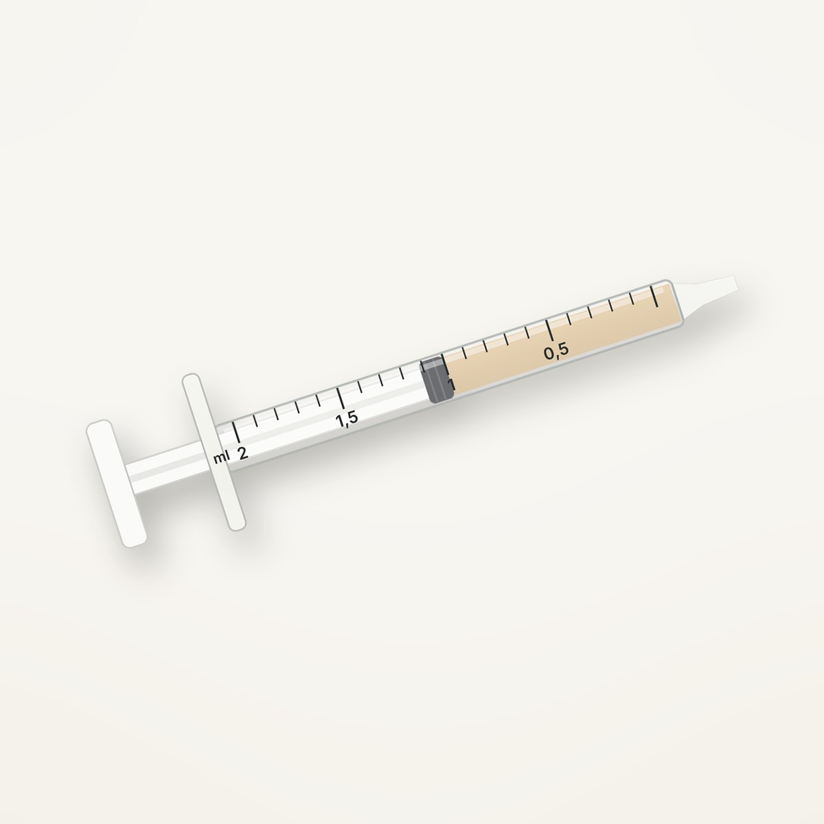 Seringue 2 ml sans aiguille Diatosphère graduée, remplie à 1 ml