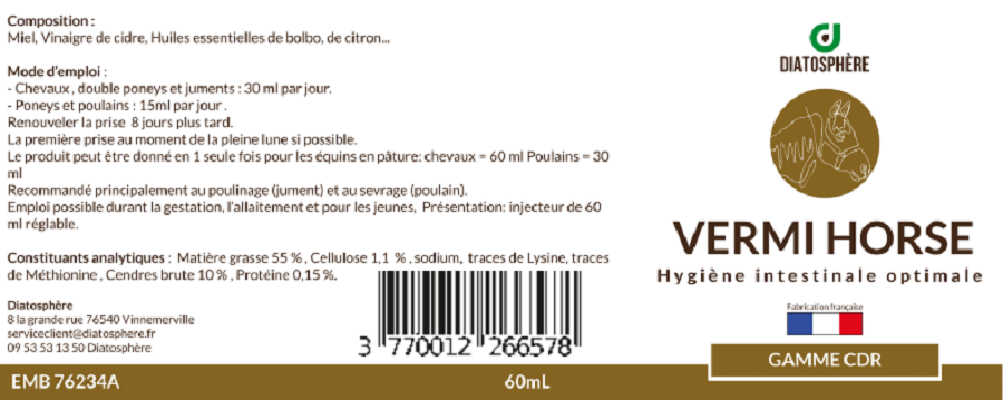 Vermifuge chevaux naturel et pas cher - supplément naturel - certificat