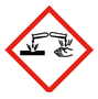 Pictogramme de danger : corrosion, provoque de graves lésions des yeux (H318)