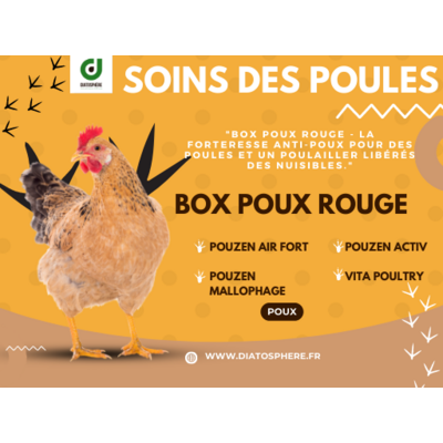 "Box Poux Rouge - La forteresse anti-poux pour des poules et un poulailler libérés des nuisibles."