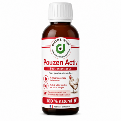 pouzen activ a mettre en eau de boisson pour casser le cycle des poux rouge des poules