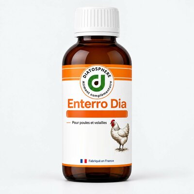 Enterro Dia, aliment complémentaire liquide pour poules et volailles, flacon Diatosphère