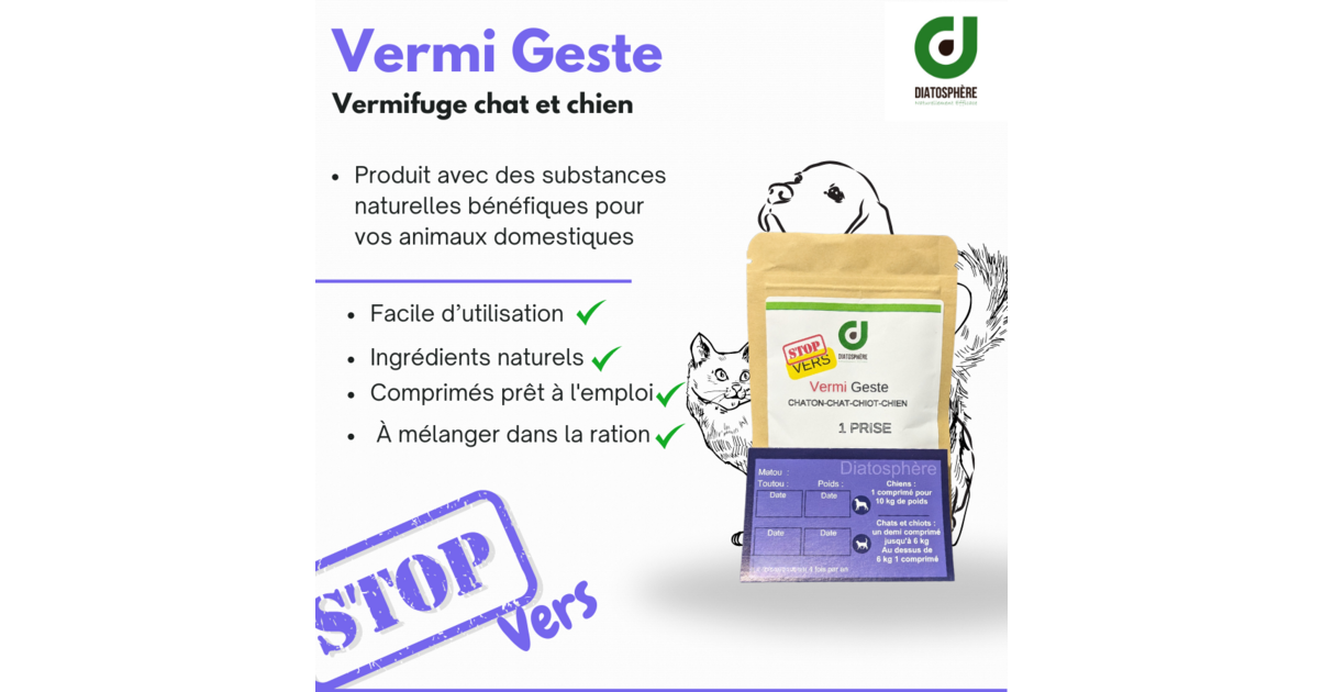 Vermi Protect - Vermifuge Naturel pour Chien et Chat - Antiparasitaire