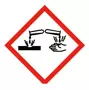 Pictogramme de danger : corrosion, provoque de graves lésions des yeux (H318)