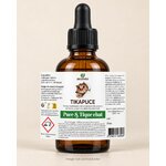 Flacon Tikapuce chat Diatosphère 50 ml en verre ambré sur fond beige, étiquette visible, image non contractuelle