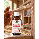Pouzen Air Diatosphère contre les poux rouges du poulailler avec poules et perchoirs en bois