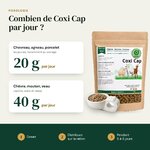 Posologie de Coxi Cap : 20 g par jeune, 40 g par adulte, pendant 5 à 6 jours