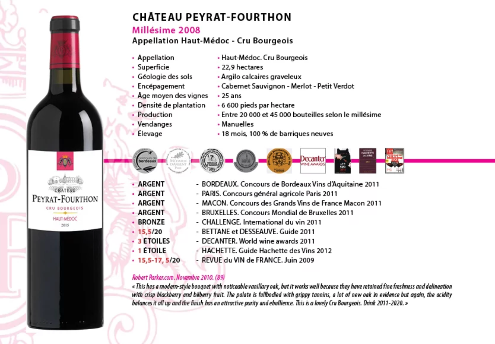 2008 Chateau Peyrat-Fourthon www.luxfood-shop.fr