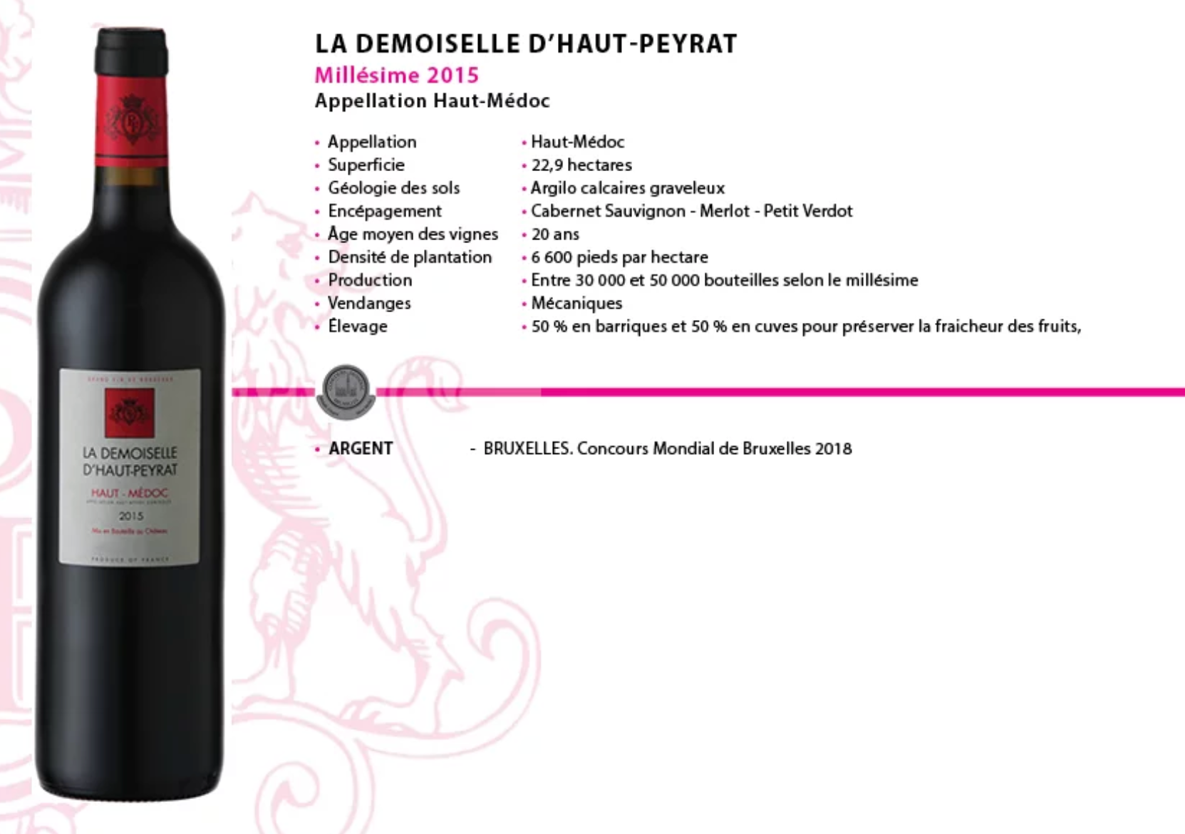 2015-la-demoiselle-d-haut-peyrat-Fiche produit www.luxfood-shop.fr