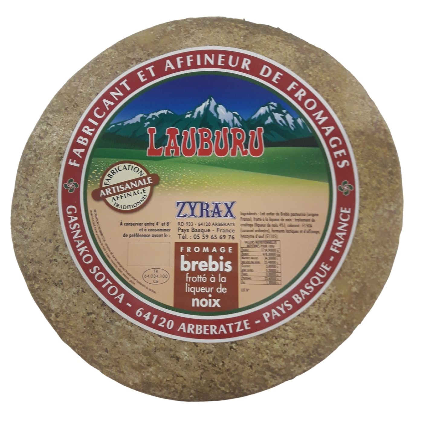 Tomme de brebis frotté à la liqueur de noix-www.luxfood-shop.fr