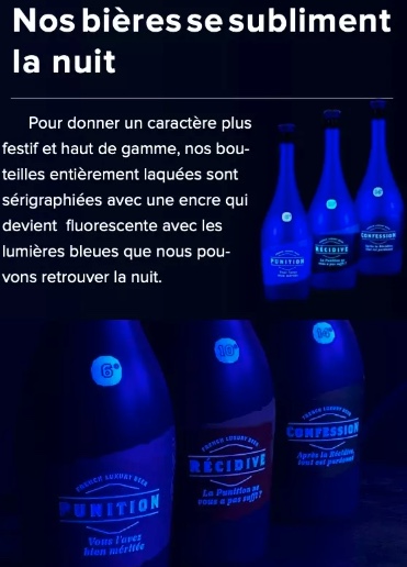Biere Maison DB fluorescente avec les lumières bleues