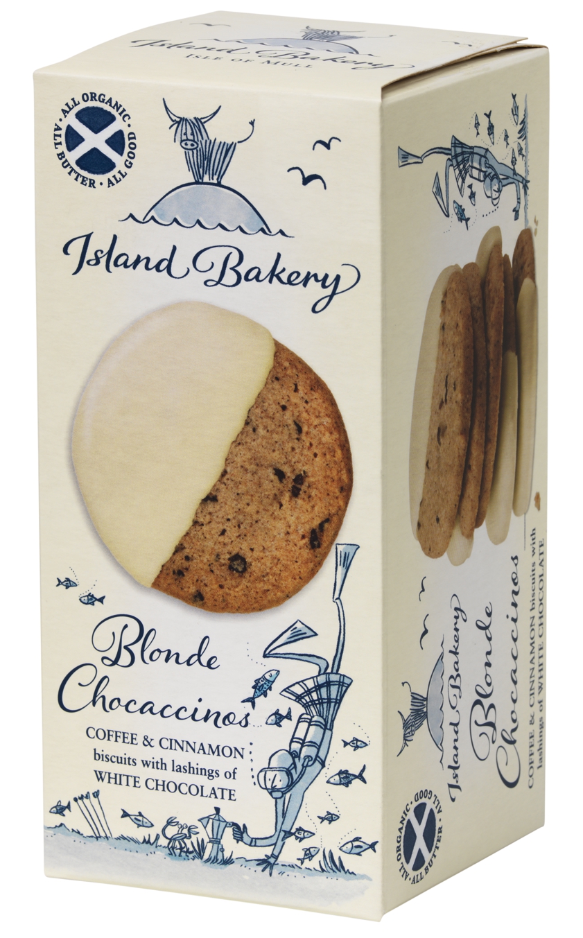 Biscuits au café et à la cannelle recouverts de chocolat blanc Island Bakery biscuits écossais