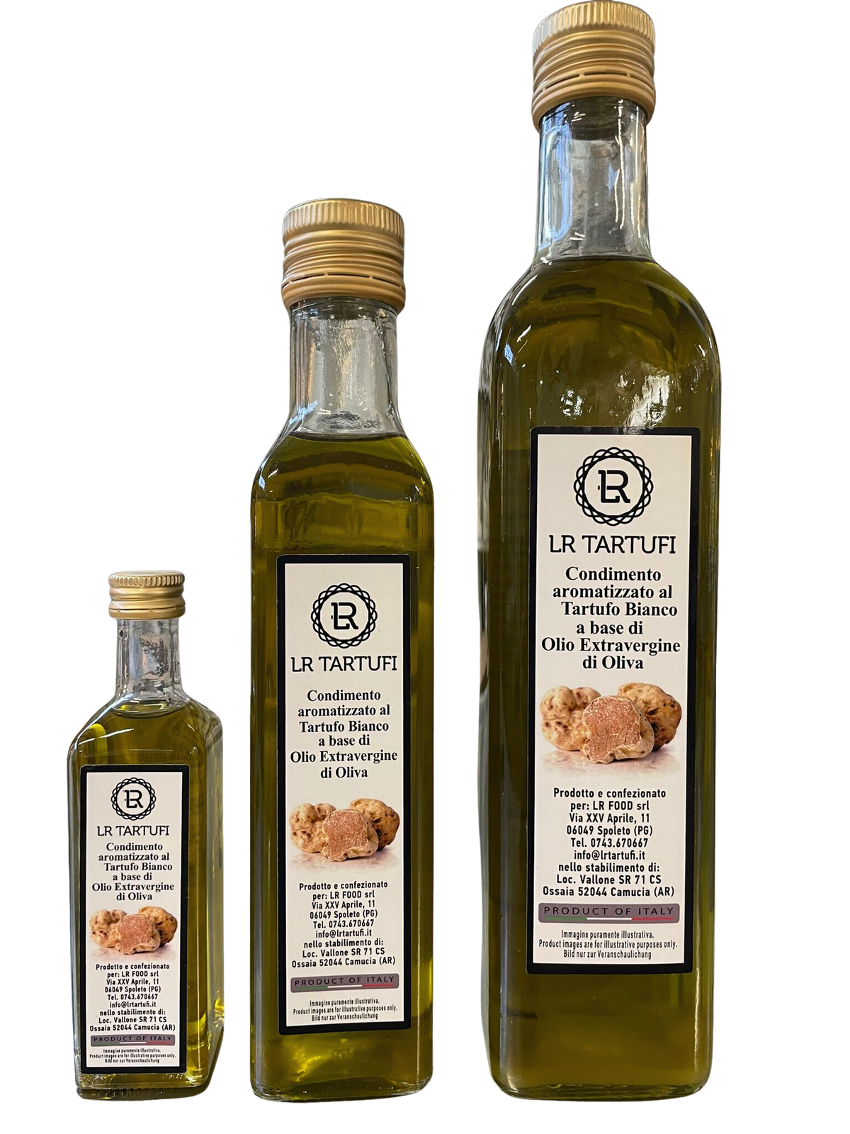 huile truffe blanche Gamme complète recto - LR TARTUFI