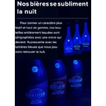 Biere Maison DB fluorescente avec les lumières bleues
