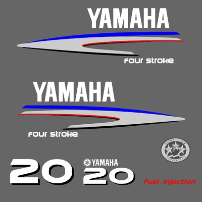 1 kit stickers YAMAHA 20cv serie 3 autocollant pour capot moteur