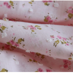 plumetis coton imprimé fleuri rose