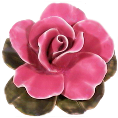 Fleur céramique socle rose vif
