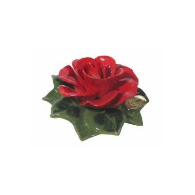 Fleur céramique socle rose rouge