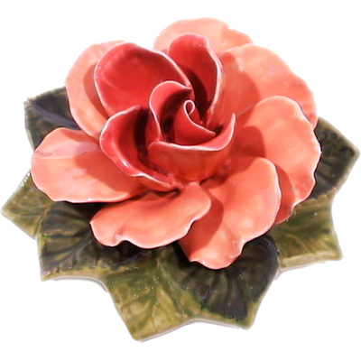 Fleur céramique socle rose saumon