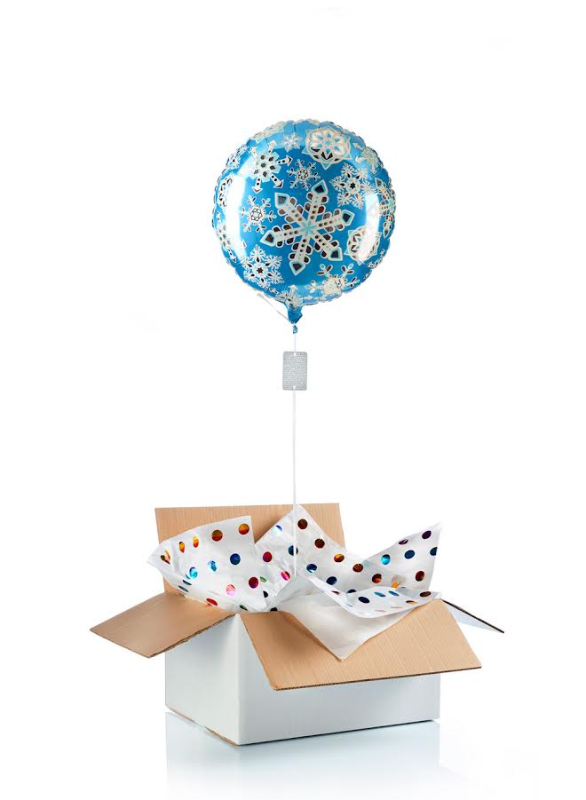 Ballon surprise gonflé à l'hélium : flocon - carte de voeux originale