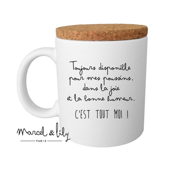 Mug avec son couvercle en liège Je suis un Témoin trop génial