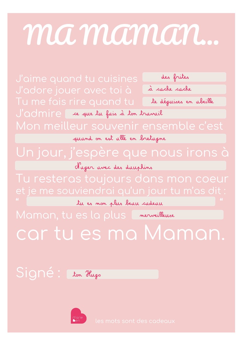 affichette a4 ma maman