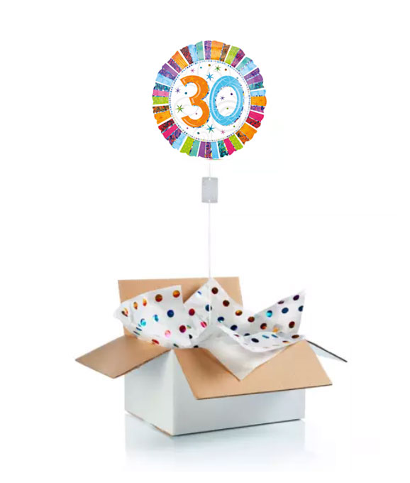 Ballon d'anniversaire surprise gonflé à l'hélium : 30 ans multicolore