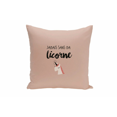 Housse de coussin "Jamais sans ma licorne"