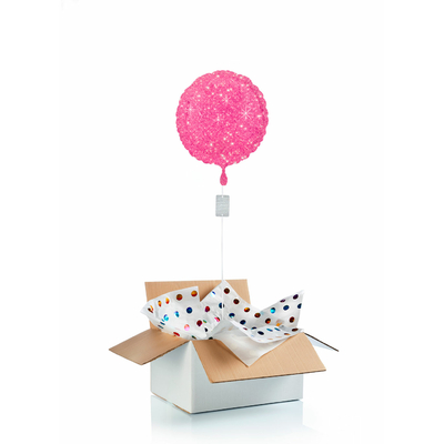 Ballon "surprise" gonflé à l'hélium : rose étincelle