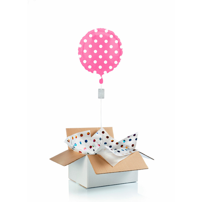 Ballon "surprise" gonflé à l'hélium : pois rose