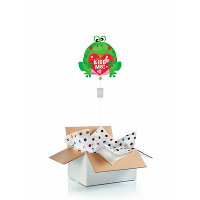 Ballon "surprise" gonflé à l'hélium Grenouille "kiss me"
