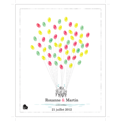 Affiche à empreintes d'anniversaire de mariage, noces