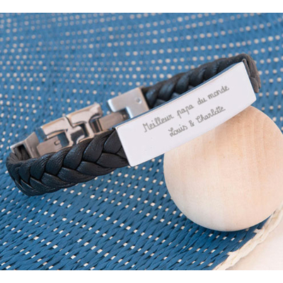 Bracelet en cuir tressé personnalisé
