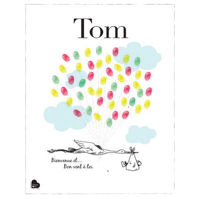 Affiche à empreintes "naissance - baptème - adoption"