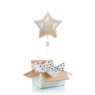 Ballon "surprise" gonflé à l'hélium : étoile argentée