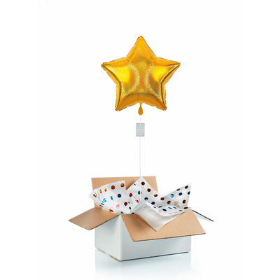Ballon "surprise" gonflé à l'hélium : étoile dorée