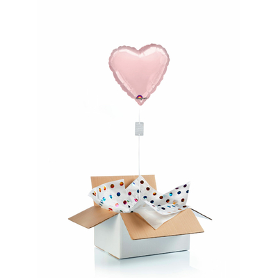 Ballon "surprise" gonflé à l'hélium : grand coeur rose perle
