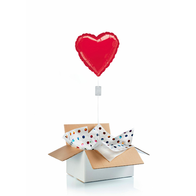 Ballon "surprise" gonflé à l'hélium : grand coeur rouge