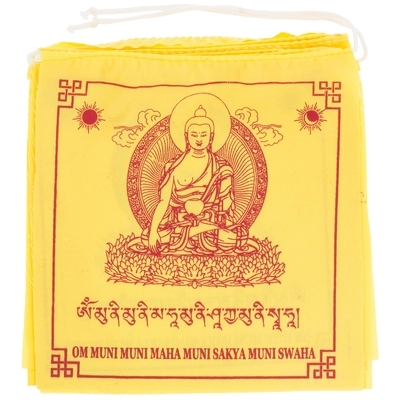 10 drapeaux de prière Bouddha Sakyamuni