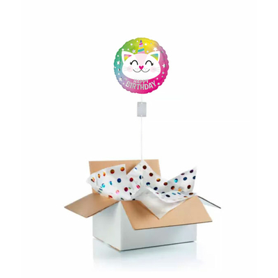 Ballon anniversaire enfant gonflé à l'hélium : chat-licorne