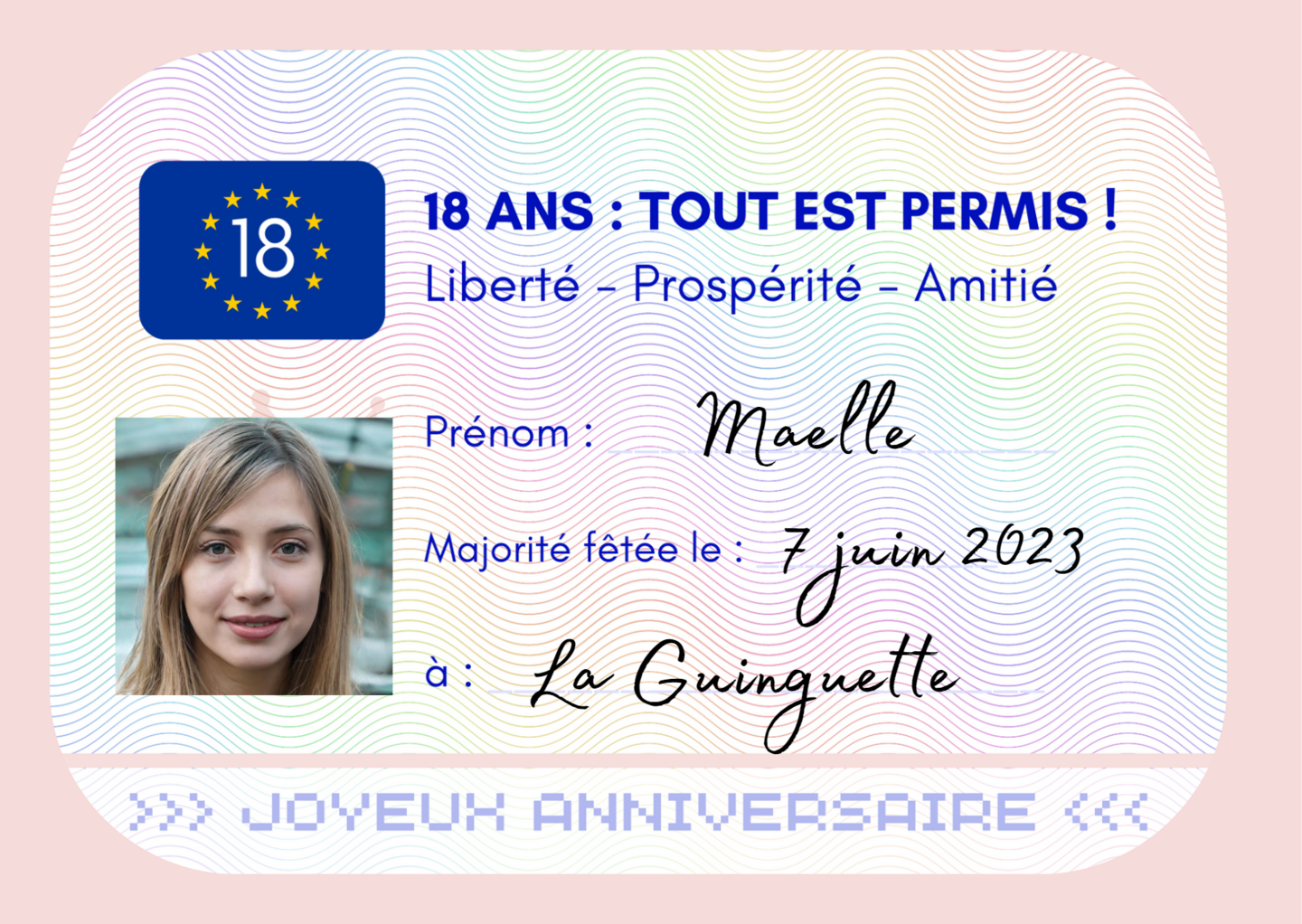 Carte anniversaire originale 18 ans "18 ans, tout est permis" (style
