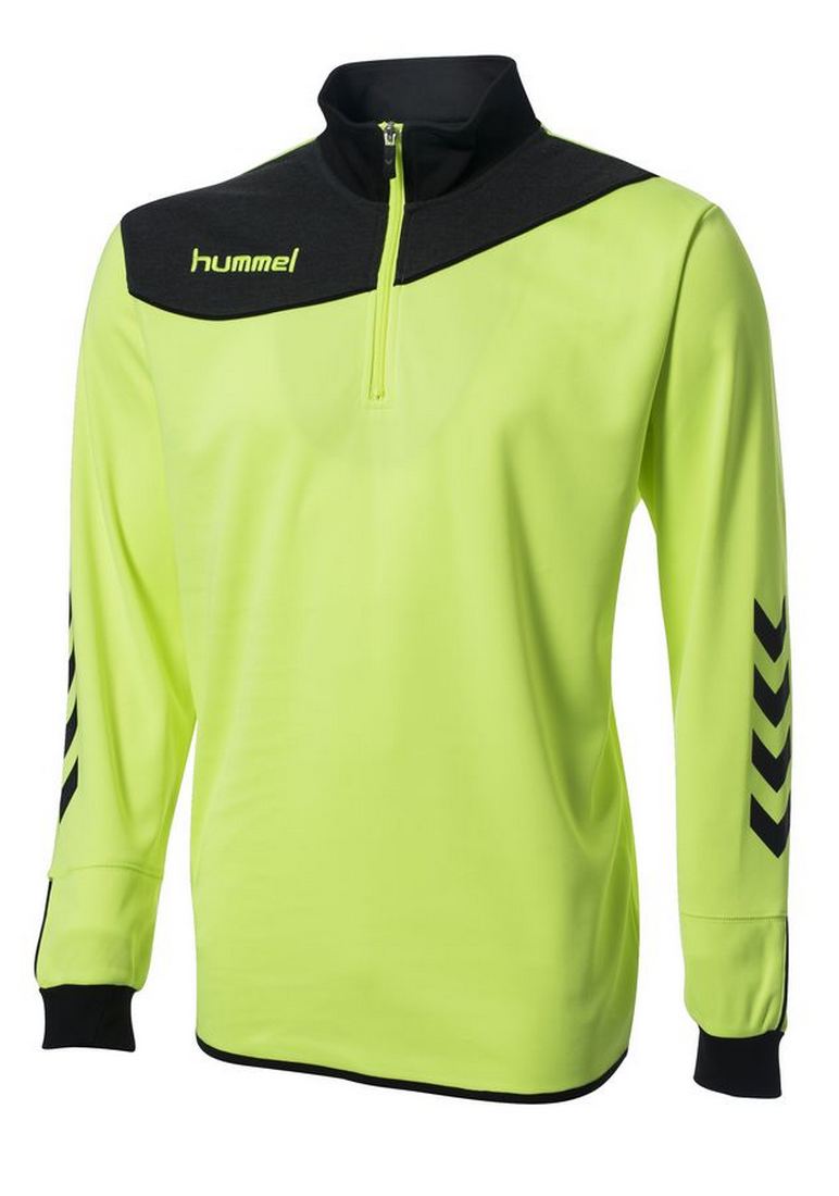 HUMMEL SWEAT DEMI ZIP CORPORATE Safety yellow-Gris chiné