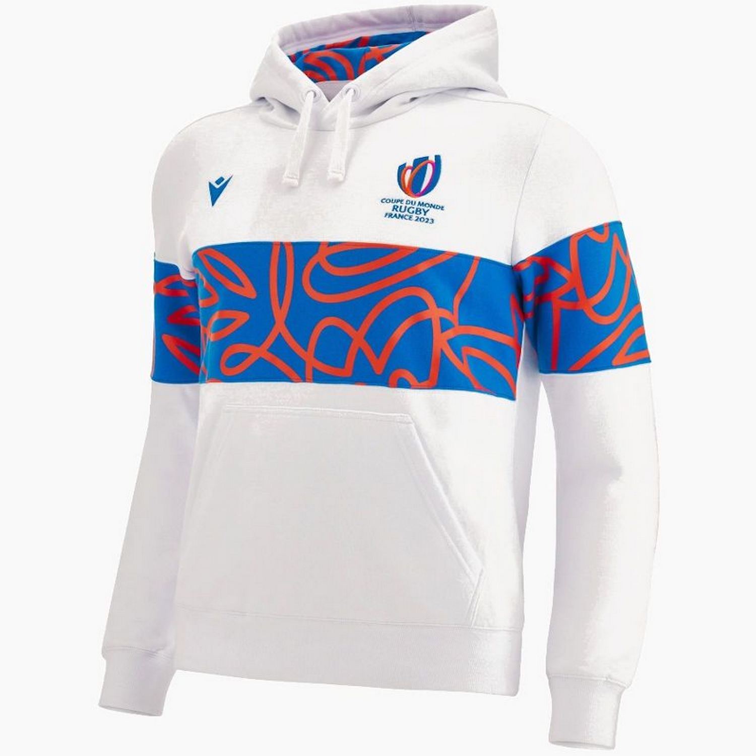 MACRON RWC23 SWEAT A CAPUCHE DE RUGBY COUPE DU MONDE DE RUGBY FRANCE 2023 Blanc
