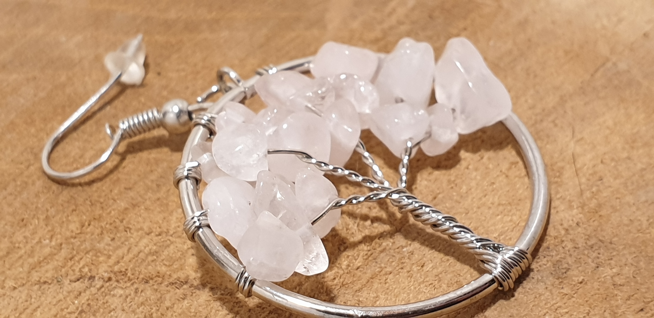 boucles doreilles quartz rose 5